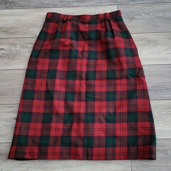 David Brooks Ltd vintage Christmas plaid wool skirt size 4 - Picture 1 of 9